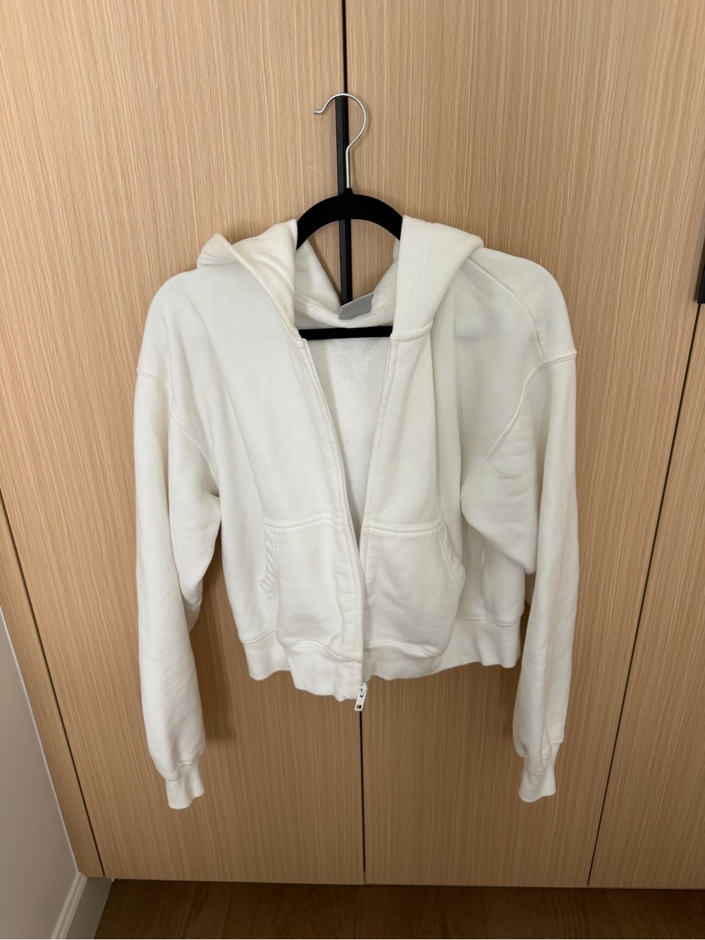 TNA White Cropped Zip-Up Hoodie